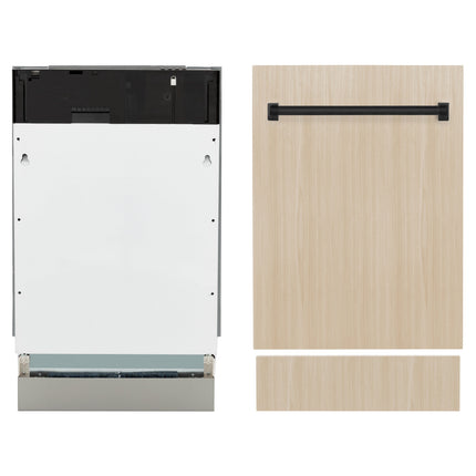 ZLINE Autograph Edition 18” Tallac Series 3rd Rack Top Control Dishwasher in Custom Panel Ready with Matte Black Handle, 51dBa (DWVZ-18-MB)