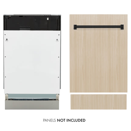 ZLINE Autograph Edition 18” Tallac Series 3rd Rack Top Control Dishwasher in Custom Panel Ready with Matte Black Handle, 51dBa (DWVZ-18-MB)