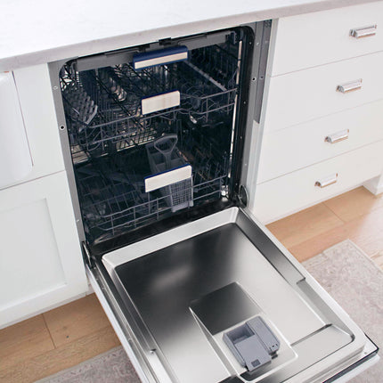 ZLINE Autograph Edition 24" Tallac Series 3rd Rack Top Control Built-In Tall Tub Dishwasher in Custom Panel Ready with Champagne Bronze Handle, 51dBa (DWVZ-24-CB)