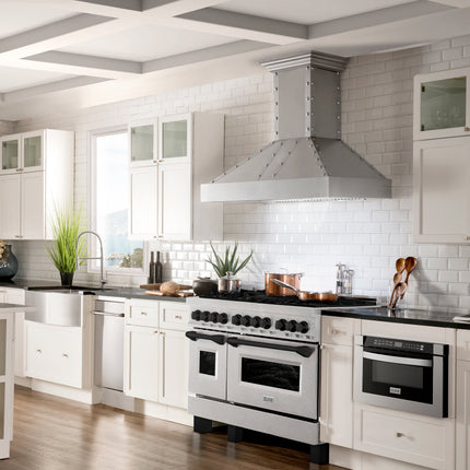 ZLINE Autograph Edition 48 in. 6.0 cu. ft. Legacy Dual Fuel Range with 7 Burner Gas Cooktop and 2 Electric Ovens in Satin Stainless Steel and Matte Black Accents (RASZ-SN-48-MB)