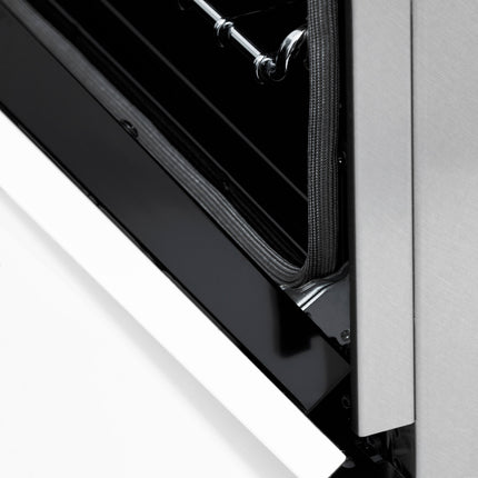 ZLINE Autograph Edition 30 in. 4.0 cu. ft. Legacy Dual Fuel Range with 4 Burner Gas Cooktop and Electric Convection Oven in Satin Stainless Steel with White Matte Door and Matte Black Accents (RASZ-WM-30-MB)