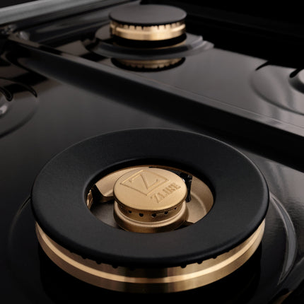 ZLINE Autograph Edition 60 in. 7.4 cu. ft. Legacy Dual Fuel Range with 9 Burner Gas Cooktop and 2 Electric Convection Ovens in Satin Stainless Steel with White Matte Doors and Champagne Bronze Accents (RASZ-WM-60-CB)