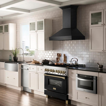 ZLINE Autograph Edition 36 in. 4.6 cu. ft. Legacy Dual Fuel Range with 6 Burner Gas Cooktop and Electric Convection Oven (RAZ-BLM-36-CB)