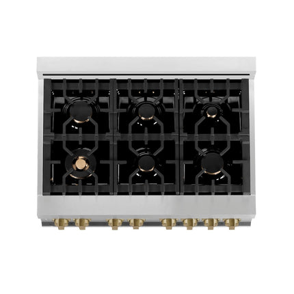ZLINE Autograph Edition 36 in. 4.6 cu. ft. Legacy Dual Fuel Range with 6 Burner Gas Cooktop and Electric Convection Oven (RAZ-BLM-36-CB)
