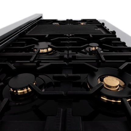 ZLINE Autograph Edition 48 in. 6.0 cu. ft. Legacy Dual Fuel Range with 7 Burner Gas Cooktop and 2 Electric Ovens (RAZ-BLM-48-G)