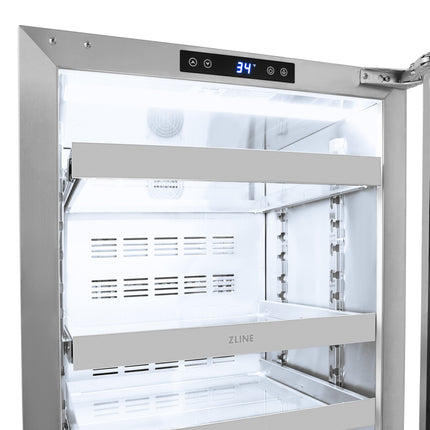 ZLINE 24 In. Touchstone Beverage Fridge with Panel-Ready Glass Door and Matte Black Handle (RBSPOZ-24-MB)