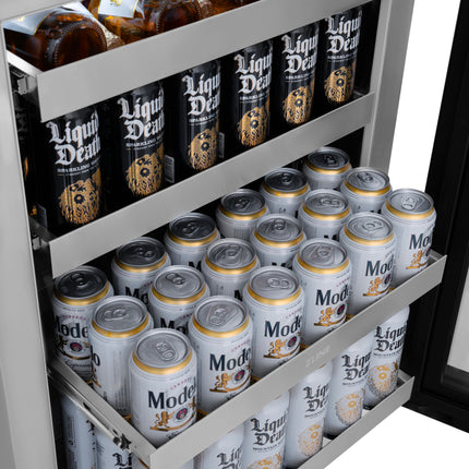 ZLINE 24 In. Touchstone Beverage Fridge with Panel-Ready Glass Door and Matte Black Handle (RBSPOZ-24-MB)
