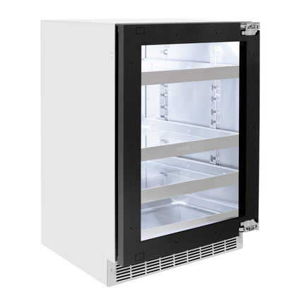 ZLINE 24 In. Touchstone Beverage Fridge with Panel-Ready Glass Door and Matte Black Handle (RBSPOZ-24-MB)