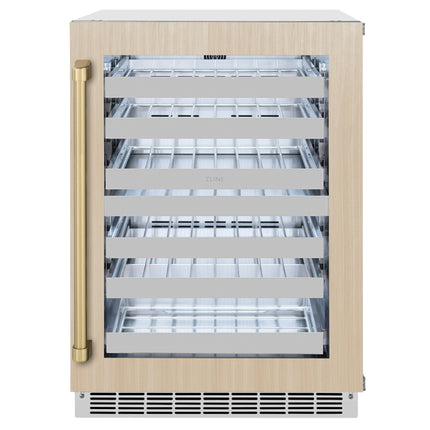 ZLINE 24 In. Touchstone Wine Cooler with Panel-Ready Glass Door and Champagne Bronze Handle (RWDPOZ-24-CB)