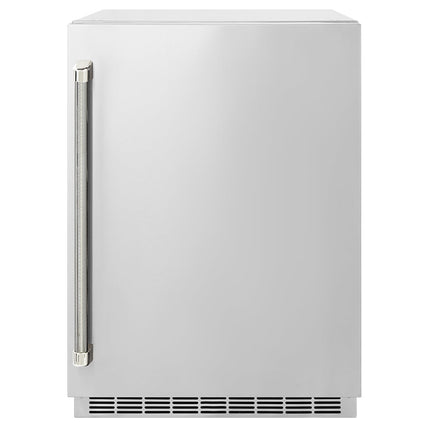 ZLINE Autograph Edition 24 in. Touchstone 151 Can Beverage Fridge with Solid Stainless Steel Door and Polished Nickel Helix Handle (RBSOZ-ST-24-KPN)
