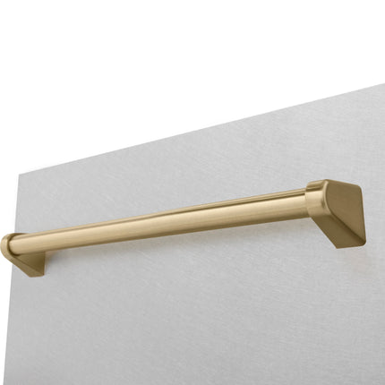 ZLINE Autograph Edition 18” Tallac Series 3rd Rack Top Control Built-In Dishwasher in Fingerprint Resistant Stainless Steel with Champagne Bronze Handle, 51dBa (DWVZ-SN-18-CB)