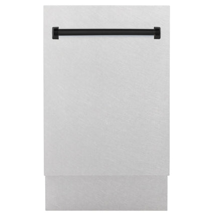 ZLINE Autograph Edition 18” Tallac Series 3rd Rack Top Control Built-In Dishwasher in Fingerprint Resistant Stainless Steel with Matte Black Handle, 51dBa (DWVZ-SN-18-MB)