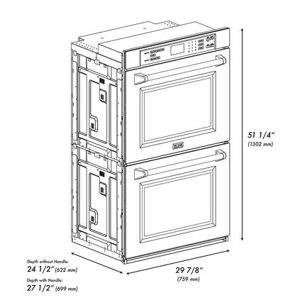 ZLINE Autograph Edition 30 in. Professional True Convection Double Wall Oven with Air Fry and Self Clean in Satin Stainless Steel with Champagne Bronze Helix Handles (WADSZ-30-KCB)