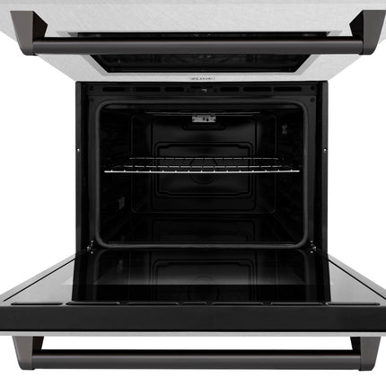 ZLINE 30 in. Autograph Edition Professional True Convection Double Wall Oven with Air Fry and Self Clean in Satin Stainless Steel with Matte Black Handles (WADSZ-30-MB)