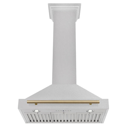 ZLINE 30 in. Autograph Edition Convertible Fingerprint Resistant Satin Stainless Steel Range Hood with Champagne Bronze Handle (KB4SNZ-30-CB)