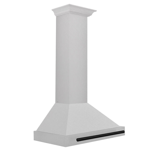 ZLINE Autograph Edition 30 in. Convertible Satin Stainless Steel Wall Mount Range Hood with Matte Black Handle (KB4SNZ-30-MB)