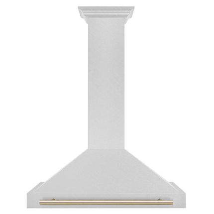 ZLINE 36 in. Autograph Edition Convertible Fingerprint Resistant Satin Stainless Steel Range Hood with Polished Gold Handle (KB4SNZ-36-G)