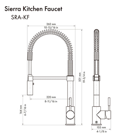 ZLINE Autograph Edition Sierra Pull Down Spring Single Handle Kitchen Faucet in Brushed Nickel and Champagne Bronze (SRA-KF-ZBNCB)