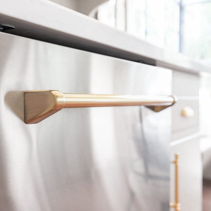 ZLINE Autograph Edition 24" Monument Series 3rd Rack Top Touch Control Tall Tub Dishwasher in Stainless Steel with Champagne Bronze Handle, 45dBa (DWMTZ-304-24-CB)