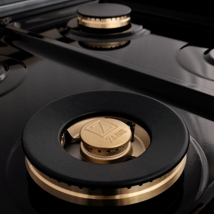 ZLINE Autograph Edition 24 in. 2.8 cu. ft. Legacy Dual Fuel Range with 4 Burner Gas Cooktop and Electric Convection Oven in Stainless Steel and Polished Gold Accents (RAZ-24-G)