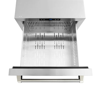 ZLINE Autograph Edition 24 in. Touchstone 168 Can Outdoor-Rated Dual Refrigerator Drawer with Stainless Steel Doors and Polished Nickel Helix Handles (RDSOZ-ST-24-KPN)