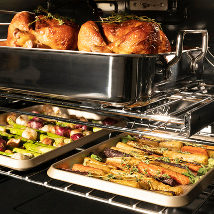 ZLINE Autograph Edition 30 in. Professional True Convection Single Wall Oven with Air Fry and Self Clean in Stainless Steel with Champagne Bronze Helix Handle (WASZ-30-KCB)