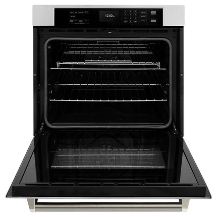 ZLINE Autograph Edition 30 in. Professional True Convection Single Wall Oven with Air Fry and Self Clean in Stainless Steel with Polished Nickel Helix Handle (WASZ-30-KPN)