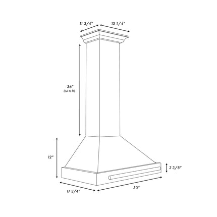 ZLINE 30 in. Autograph Edition Black Stainless Steel Wall Mount Range Hood With Polished Gold Handle (BSKB4Z-30-G)