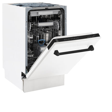 ZLINE Autograph Edition 18” Tallac Series 3rd Rack Top Control Built-In Dishwasher in White Matte with Matte Black Handle, 51dBa (DWVZ-WM-18-MB)