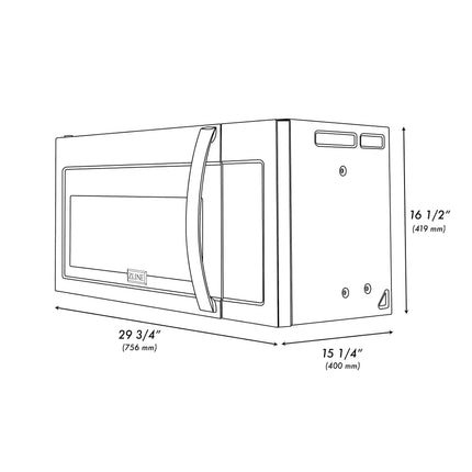 ZLINE 1.5 cu. ft. Over the Range Convection Microwave Oven in Black Stainless Steel with Modern Handle and Sensor Cooking (MWO-OTR-30-BS)