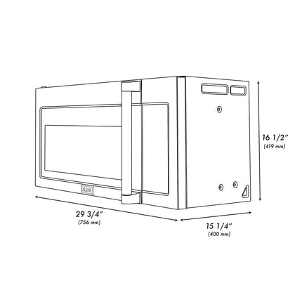 ZLINE 1.5 cu. ft. Over the Range Convection Microwave Oven in Black Stainless Steel with Traditional Handle and Sensor Cooking (MWO-OTR-H-30-BS)