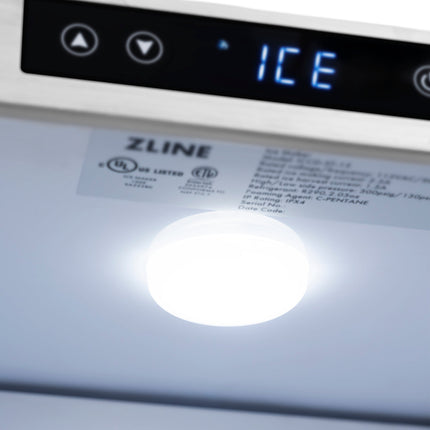 ZLINE Autograph Edition 15 in. Touchstone Clear Cube Ice Maker with Drain Pump and Black Stainless Steel Door with Champagne Bronze Handle (ICCDZ-BS-15-CB)