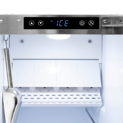 ZLINE Autograph Edition 15 in. Touchstone Gourmet Ice Maker with Drain Pump and Black Stainless Steel Door with Champagne Bronze Handle (IGMDZ-BS-15-CB)