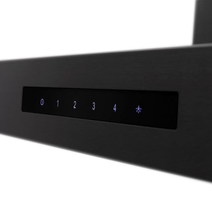 ZLINE 42" Convertible Vent Wall Mount Range Hood in Black Stainless Steel with Crown Molding (BSKBNCRN-42)