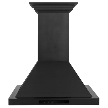 30" ZLINE CrownSound™Ducted Vent Wall Mount Range Hood in Black Stainless Steel with Built-in Bluetooth Speakers (BSKBNCRN-BT-30)