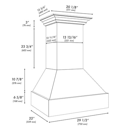ZLINE 30 in. Wooden Wall Mount Range Hood in Rustic Black Finish (355CC-30)