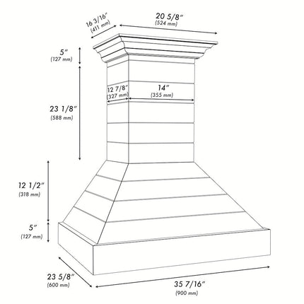 ZLINE 36 in. Wooden Wall Mount Range Hood in Rustic Shiplap Bright White Finish with Stainless Steel Accents (365WW-36)