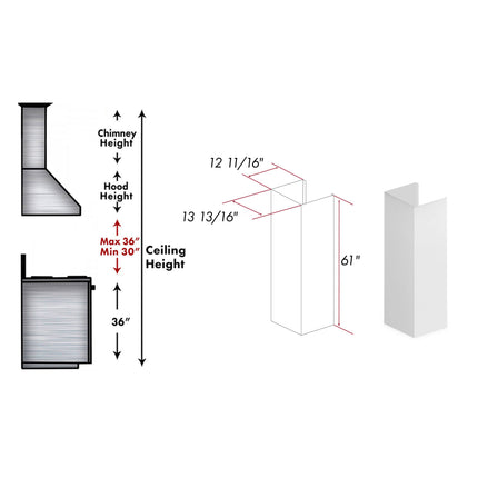 ZLINE 61 in. Rustic Bright White Wooden Chimney Extension for Ceilings up to 12 ft. (355WW-E)