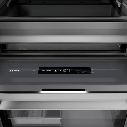 ZLINE 24 in. 12.4 cu. ft. Column Freezer in Black Stainless Steel with Graphite Gray Interior (RCFV-BS-24)