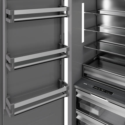ZLINE Autograph Edition 18 in. 8.6 cu. ft. Left Hinge Column Freezer in Black Stainless Steel with Graphite Gray Interior and Champagne Bronze Accents (RCFVLZ-BS-18-CB)