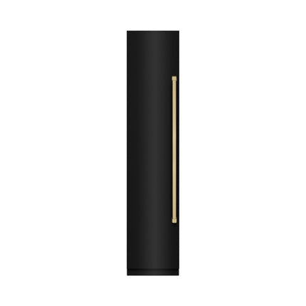 ZLINE Autograph Edition 18 in. 8.6 cu. ft. Left Hinge Column Freezer in Black Stainless Steel with Graphite Gray Interior and Champagne Bronze Accents (RCFVLZ-BS-18-CB)