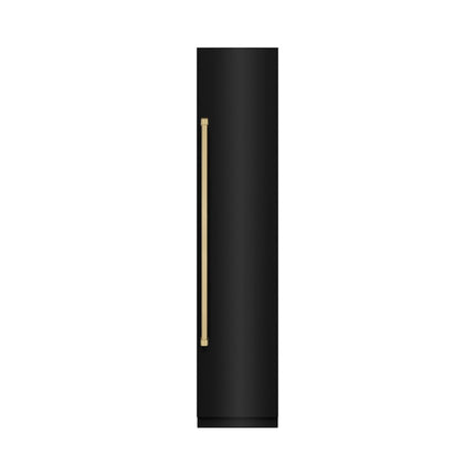 ZLINE Autograph Edition 18 in. 8.6 cu. ft. Right Hinge Column Freezer in Black Stainless Steel with Graphite Gray Interior and Champagne Bronze Accents (RCFVRZ-BS-18-CB)