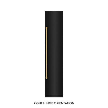 ZLINE Autograph Edition 18 in. 8.6 cu. ft. Right Hinge Column Freezer in Black Stainless Steel with Graphite Gray Interior and Polished Gold Accents (RCFVRZ-BS-18-G)