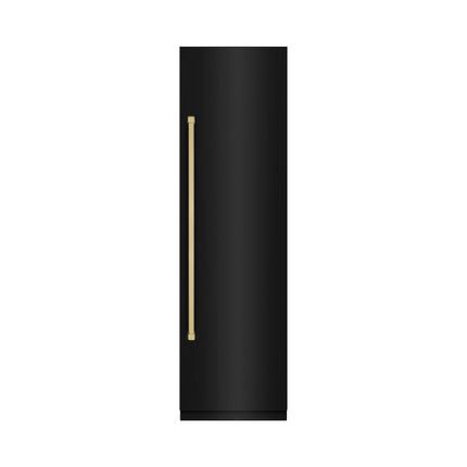 ZLINE Autograph Edition 24 in. 12.5 cu. ft. Column Refrigerator in Black Stainless Steel with Graphite Gray Interior and Champagne Bronze Accents (RCRVZ-BS-24-CB)