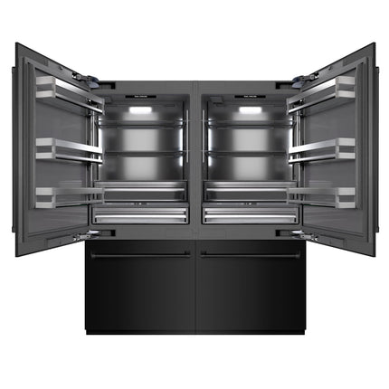 ZLINE 72 in. 39.6 cu. ft. French Door Built-In Bottom Freezer Refrigerator with Water Dispensers and Ice Makers in Black Stainless Steel with Graphite Gray Interior (GRBIT-BS-72)
