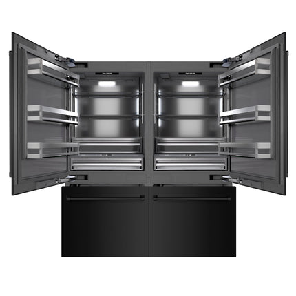ZLINE 72 in. 39.6 cu. ft. French Door Built-In Bottom Freezer Refrigerator with Water Dispensers and Ice Makers in Black Stainless Steel with Graphite Gray Interior (GRBIT-BS-72)