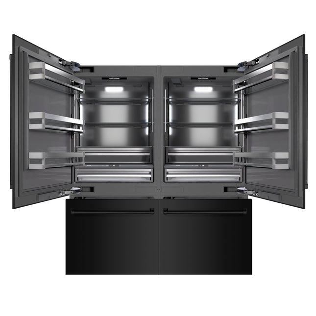 ZLINE 72 in. 39.6 cu. ft. French Door Built-In Bottom Freezer Refrigerator with Water Dispensers and Ice Makers in Black Stainless Steel with Graphite Gray Interior (GRBIT-BS-72)
