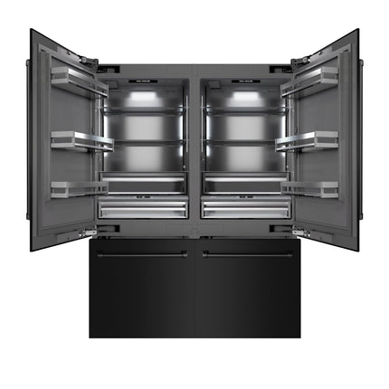 ZLINE 60 in. 32.2 cu. ft. French Door Built-In Bottom Freezer Refrigerator with Water Dispensers and Ice Makers in Black Stainless Steel with Graphite Gray Interior (GRBIV-BS-60)