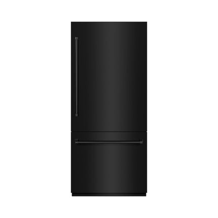 ZLINE 36 in. 19.8 cu. ft. Built-In Bottom Freezer Refrigerator with Water Dispenser and Ice Maker in Black Stainless Steel (RBIT-BS-36)