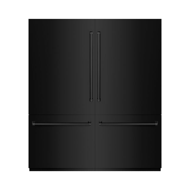 ZLINE 72 in. 39.6 cu. ft. French Door Built-In Bottom Freezer Refrigerator with Water Dispensers and Ice Makers in Black Stainless Steel (RBIT-BS-72)
